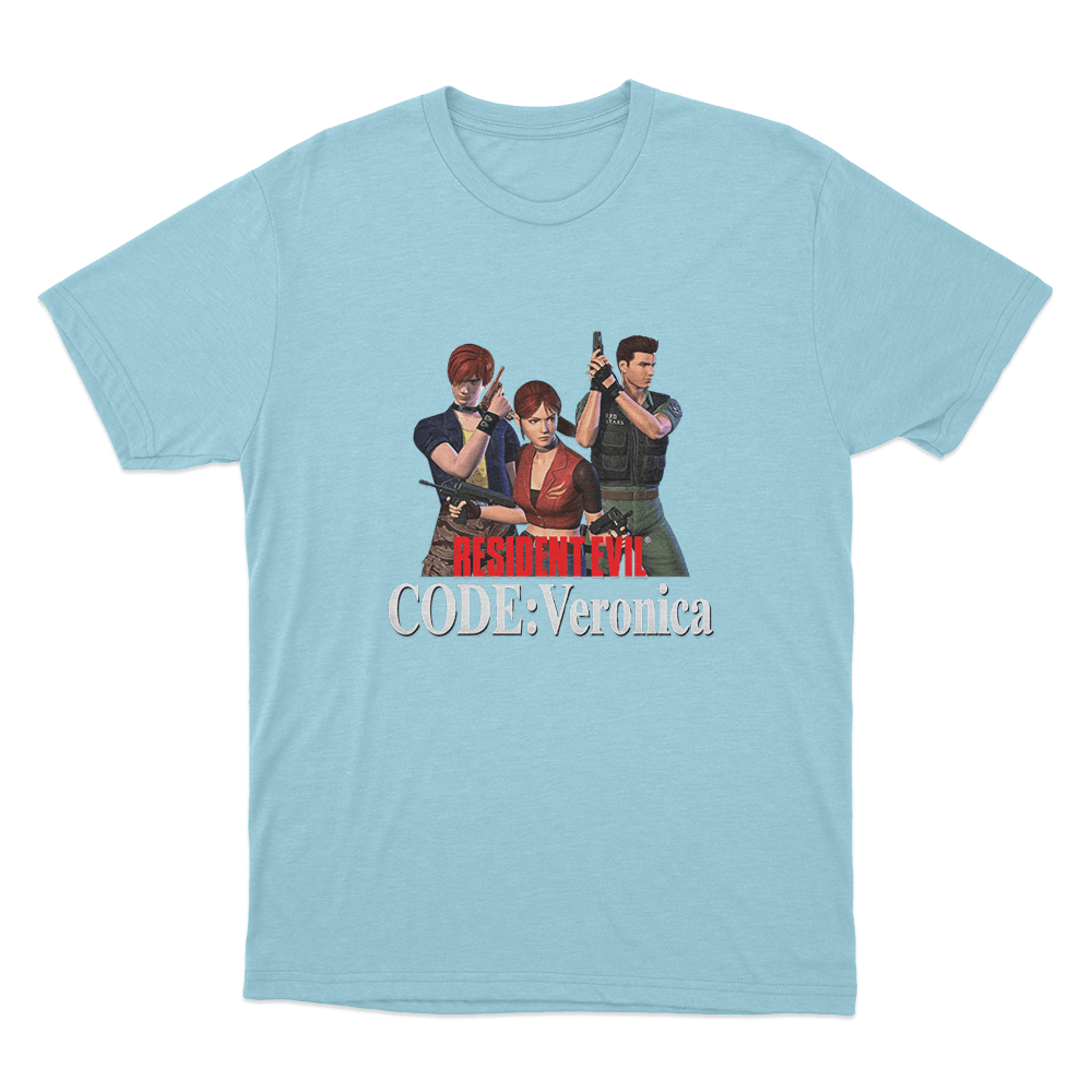 Resident Evil Code Veronica Classic Trio Unisex T Shirt Sky Blue Resident Evil Code Veronica Classic Trio Unisex T Shirt Sky Blue